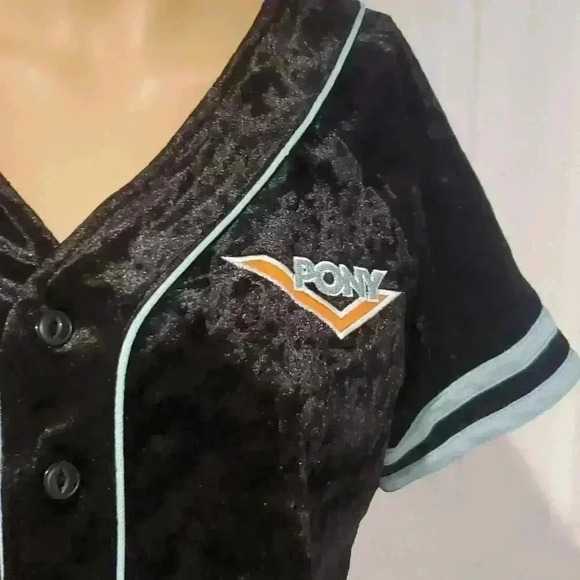 Pony velvet cropped baseball jersey - Picture 3 of 7